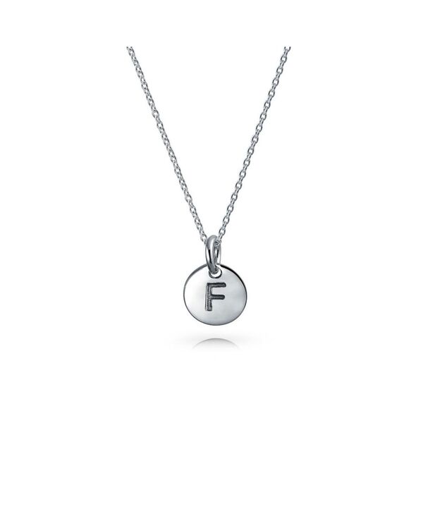 ブリング レディース アクセサリー ネックレス・チョーカー・ペンダントトップ ミニ レース Bling Jewelry Tiny Minimalist Initial Pendant Necklace Sterling Silver A-Z Alphabet Disc Silver f シルバー｜ReVida 店