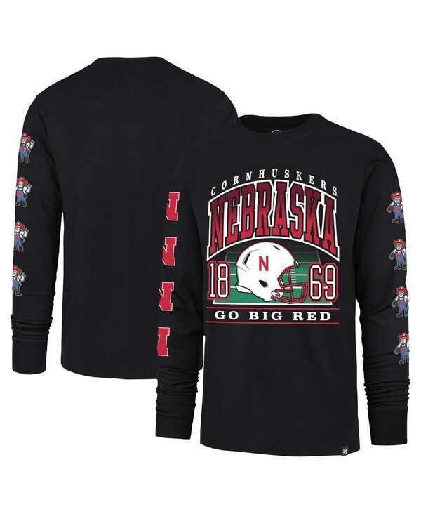 47 ブランド名 メンズ トップス プルオーバー \u002747 Brand Men\u0027s Black Nebraska Huskers Go Big Long Sleeve T-Shirt Black 黒いこと