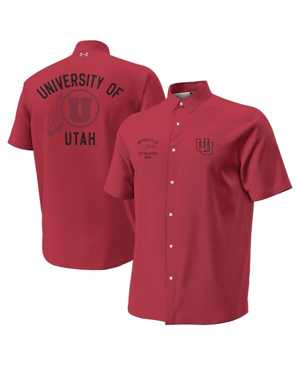 アンダーアーマー メンズ トップス シャツ Under Armour Men's Red Utah Utes Gameday ArmourFuse Camp Button-Up Shirt Red レッド