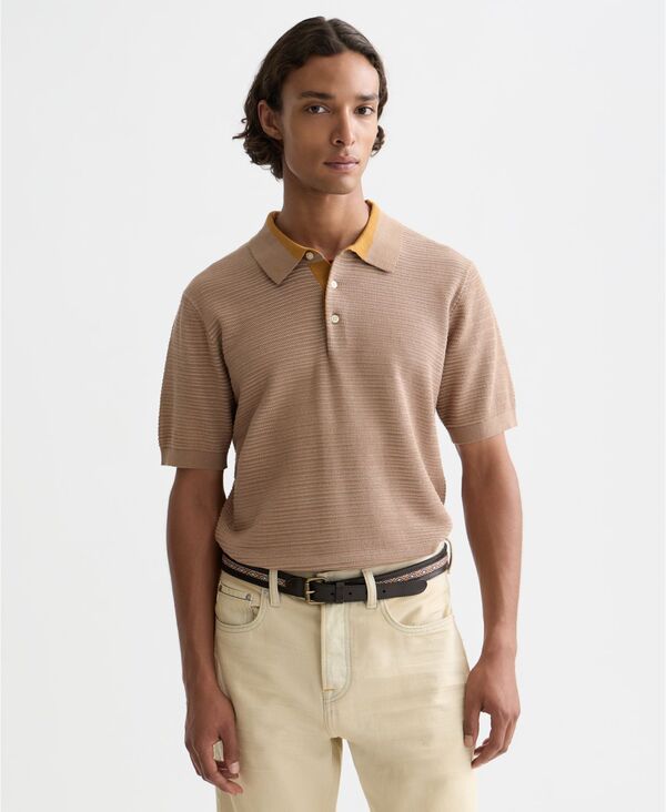 スコッチアンドソーダ メンズ トップス ポロシャツ ニット SCOTCH & SODA Men'structured Knitted Regular-Fit Polo Shirt Brown ブラウン