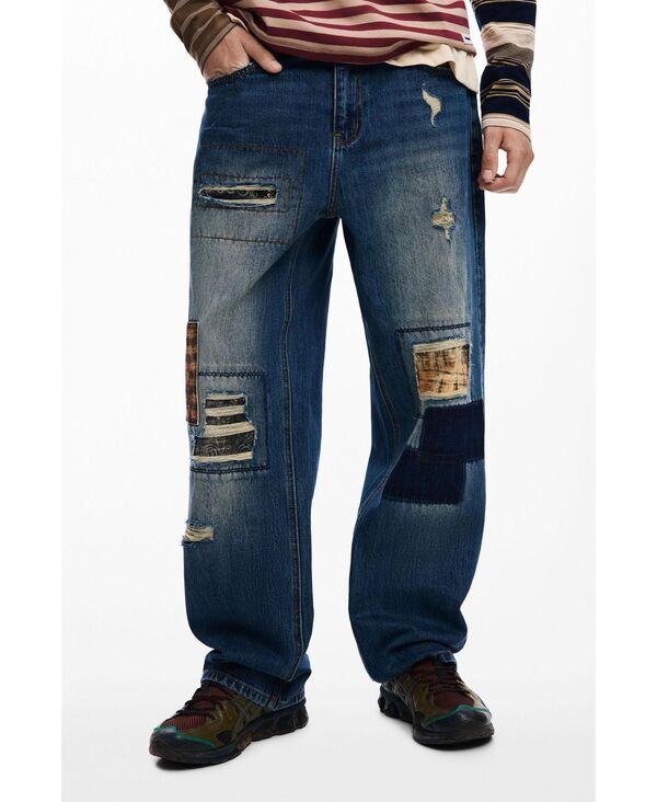 デジグアル メンズ ボトムス カジュアルパンツ デニム Desigual Men's Patch denim trousers Medium blue ブルー