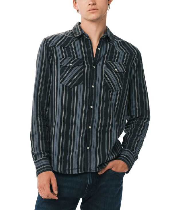 バッファロー・デイビッド・ビトン メンズ トップス シャツ Buffalo David Bitton Men'sierra Striped Western Spread Collar Shirt Midnight Blue ブルー