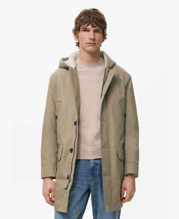 マンゴ メンズ アウター 上衣・上衣 キルティング パーカー MANGO Men\u0027s Water-Repellent Hood Quilted Parka Medium Brown 赤銅色