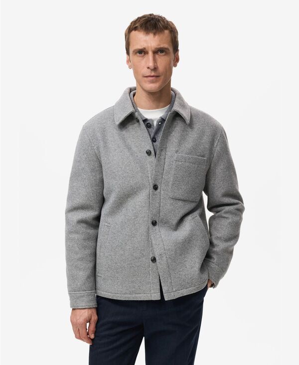 マンゴ メンズ アウター ジャケット・ブルゾン キルティング MANGO Men's Quilted Cloth Jacket Medium Heather Gray グレー