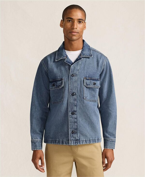 ランズエンド メンズ アウター ジャケット・ブルゾン シャツ デニム Lands' End Men's Denim Utility Shirt Jacket Stone wash ストーン