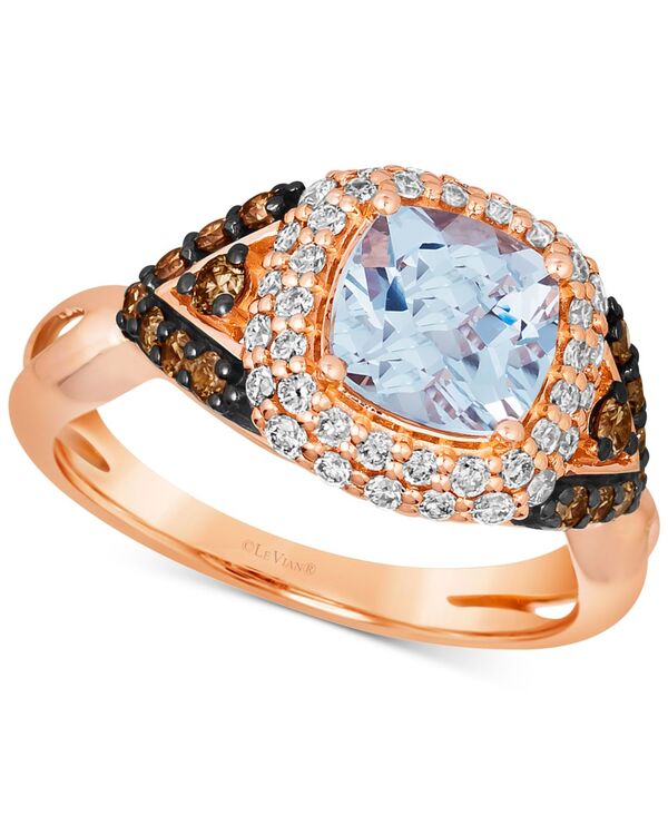 ル ヴァン レディース アクセサリー リング Le Vian Sea Blue Aquamarine (1-1/4 ct.w.) & Diamond (3/4 ct.w.) Halo Ring in 14k Rose No Color ブルー