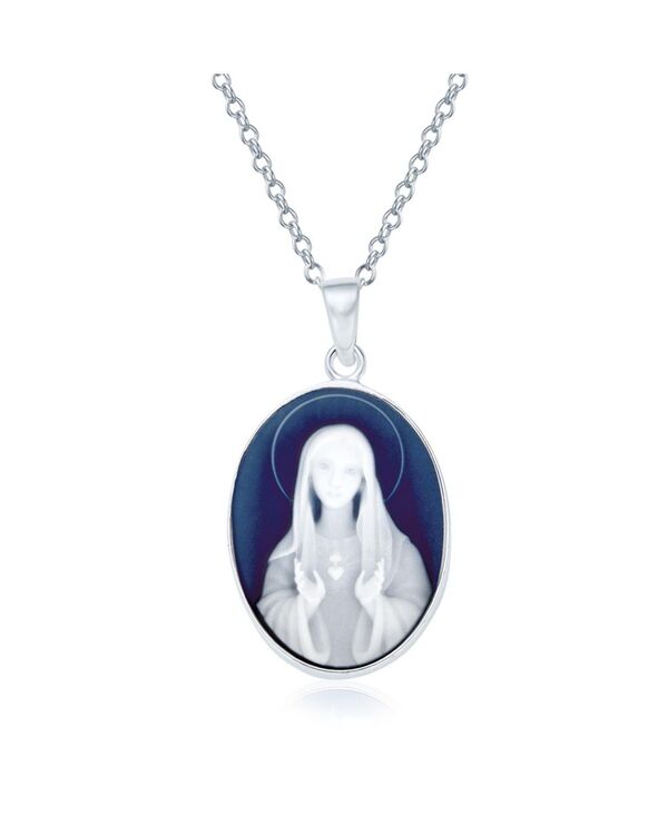 ブリング レディース アクセサリー ネックレス・チョーカー・ペンダントトップ レース Bling Jewelry Blue CZ Miraculous Our Lady Of Guadalupe Oval Virgin Mary Cameo Pendant Necklace Sterling Blue ブルー