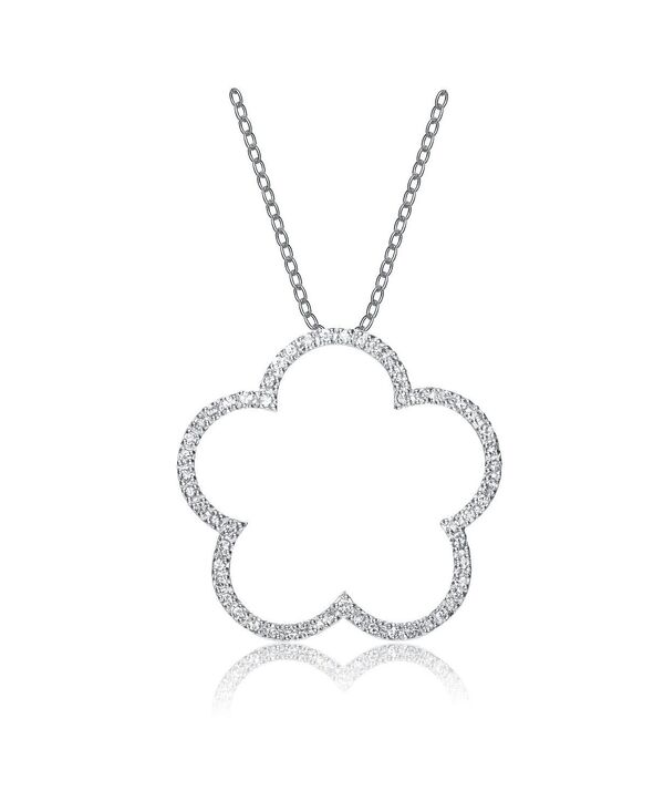ジュネヴィヴェ レディース アクセサリー ネックレス・チョーカー・ペンダントトップ レース Genevive Sterling Silver Cubic Zirconia Large Open Flower Shape Necklace Silver シルバー 16,045円