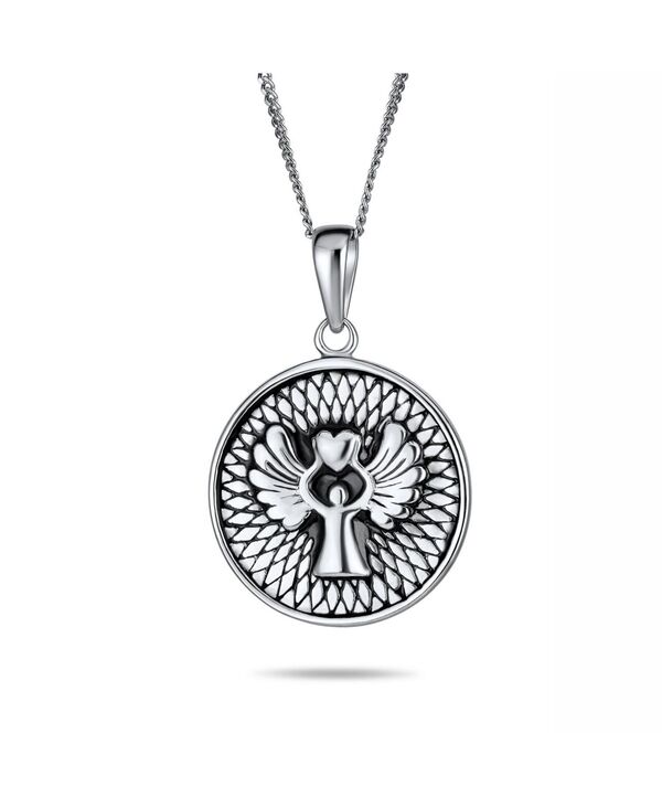 ブリング レディース アクセサリー ネックレス・チョーカー・ペンダントトップ レース Bling Jewelry Round Medallion Disc Religious Reversible Two Sided Protection Prayer Guardiangel Medal Pendant Necklace For Women Sterlingrey グレー｜ReVida 店