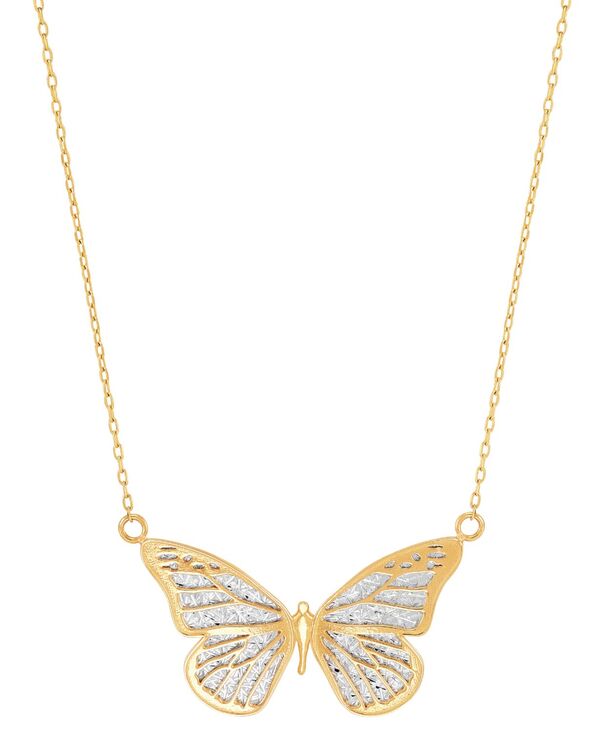 イタリアン ゴールド レディース アクセサリー ネックレス・チョーカー・ペンダントトップ レース Italian Gold Two-Tone Butterfly 18" Pendant Necklace in 10k Gold ゴールド｜ReVida 店