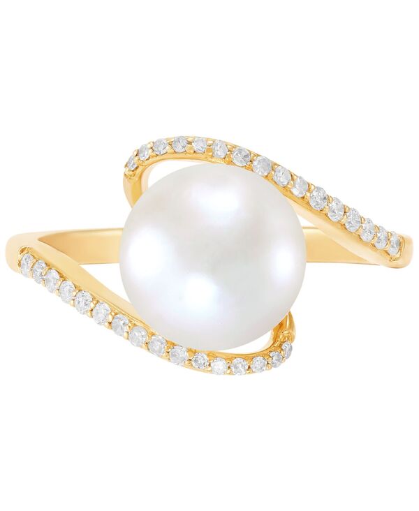 ホノラ レディース アクセサリー リング Honora Cultured Freshwater Pearl (9mm) & Diamond (1/6 ct.w.) Swirl Ring in 10k Yellow Gold イエロー 109,900円