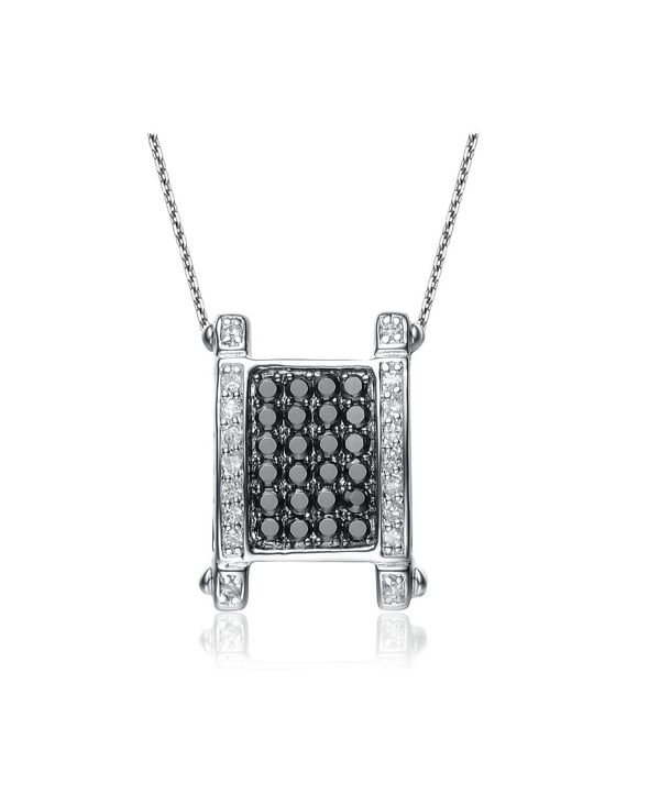 ジュネヴィヴェ レディース アクセサリー ネックレス・チョーカー・ペンダントトップ Genevive Sterling Silver White Gold Plated White and Black Cubic Zirconia Pendant Silver シルバー 14,386円