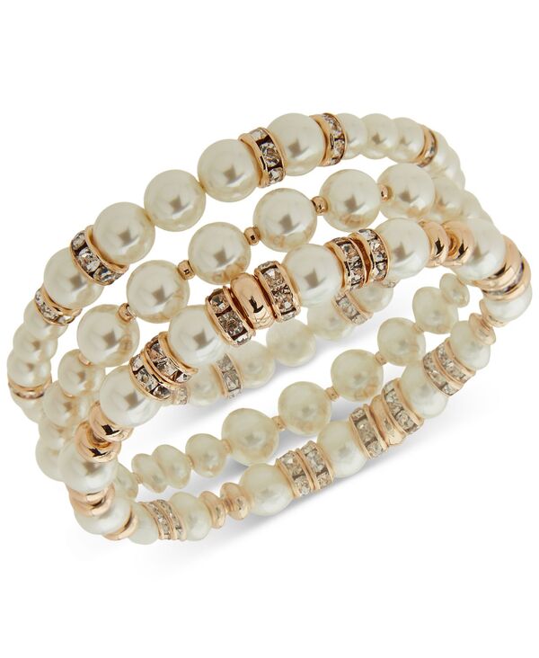 アンクライン レディース アクセサリー ブレスレット・バングル・アンクレット Anne Klein 3-Pc. Set White Imitation Pearl & Crystal Rondelle Stretch Bracelets Pearl パール 9,926円