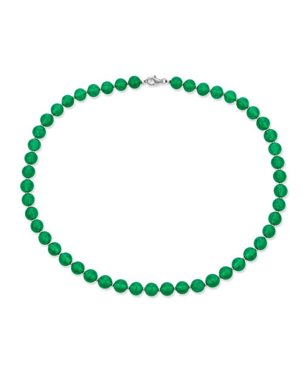 ブリング レディース アクセサリー ネックレス・チョーカー・ペンダントトップ レース Bling Jewelry Simple 7MM Ball Beadyed Green Agate Strand Necklace Sterling Silver 19 Inch Green quartz グリーン