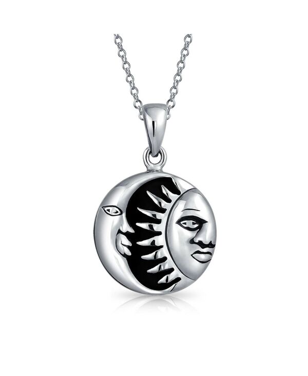 ブリング レディース アクセサリー ネックレス・チョーカー・ペンダントトップ レース Bling Jewelry Celestial Black Enamel Round Circle Medallion Crescent Moon And Sun Pendant Necklace Sterling Black ブラック