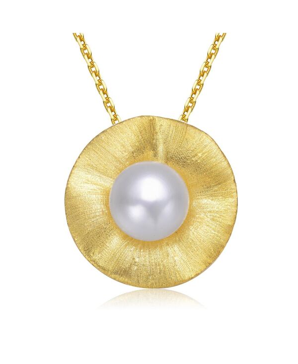 ジュネヴィヴェ レディース アクセサリー ネックレス・チョーカー・ペンダントトップ レース Genevive Sterling Silver 14K Gold Plated with Genuine Freshwater Pearl Curvy Pendant Necklace Gold ゴールド 27,820円