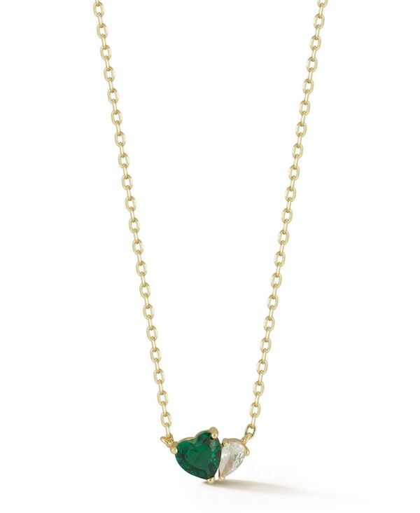 レイチェル ゾー レディース アクセサリー ネックレス・チョーカー・ペンダントトップ レース Rachel Zoe 14K Gold Plated Sterling Silver Dainty Two-Stone Heart Necklace Green グリーン