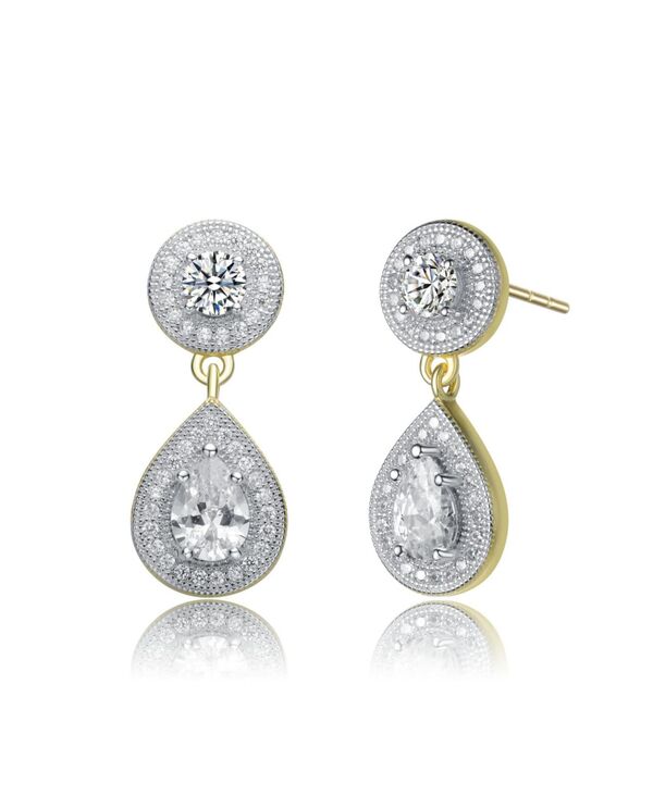 ジュネヴィヴェ レディース アクセサリー ピアス・イヤリング Genevive Sterling Silver Two-Tone with Clear Cubic Zirconia Teardrop Earrings Gold ゴールド