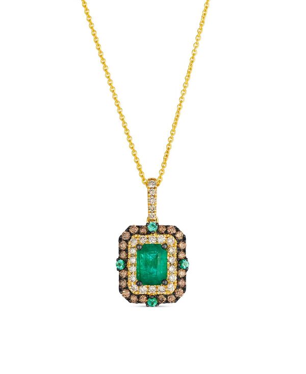 ル ヴァン レディース アクセサリー ネックレス・チョーカー・ペンダントトップ レース Le Vian Emerald (0.70 ct.w.) Chocolate diamonds (0.28 ct.w.) and Nude diamonds (0.24 ct.w.) Necklace in 14k Honeyellow Gold Green イエロー|ReVida 店
