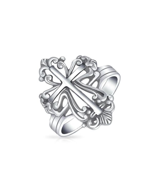 ブリング レディース アクセサリー Bling Jewelry Christian Religious Fleur De Lis Cross Ring .925 Sterling Silver シルバー 15,525円
