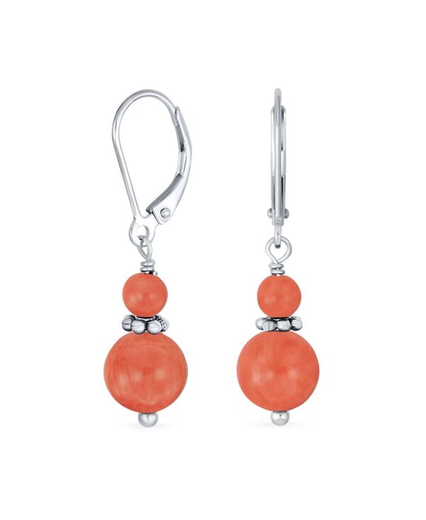 ブリング レディース アクセサリー ピアス・イヤリング Bling Jewelry Orange Ball Drop Danglearrings Milgrain Separator Sterling Silver Leverback Orange coral コーラル