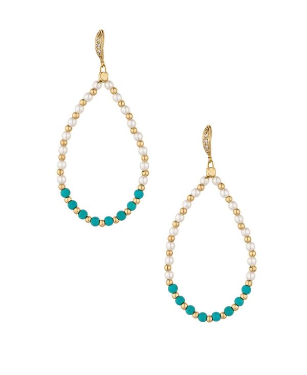 エティカ レディース アクセサリー ピアス・イヤリング ETTIKA Turquoise and Imitation Pearl Beaded Oval Earrings Gold-Tone ゴールド