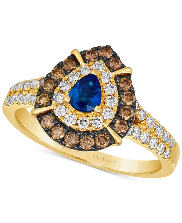 ル ヴァン レディース アクセサリー リング Le Vian Blue Sapphire (1/3 ct.w.) & Diamond (3/4 ct.w.) Teardrop Halo Ring in 14k No Color ブルー