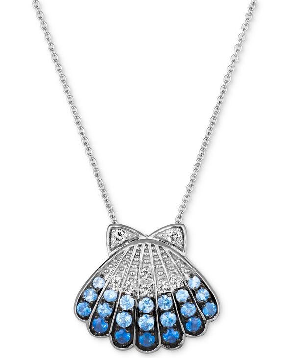 ル ヴァン レディース アクセサリー ネックレス・チョーカー・ペンダントトップ レース Le Vian Multi-Sapphire (5/8 ct.w.) & Nude Diamond (1/20 ct.w.) Shell Pendant Necklace in 14k White Gold 18\