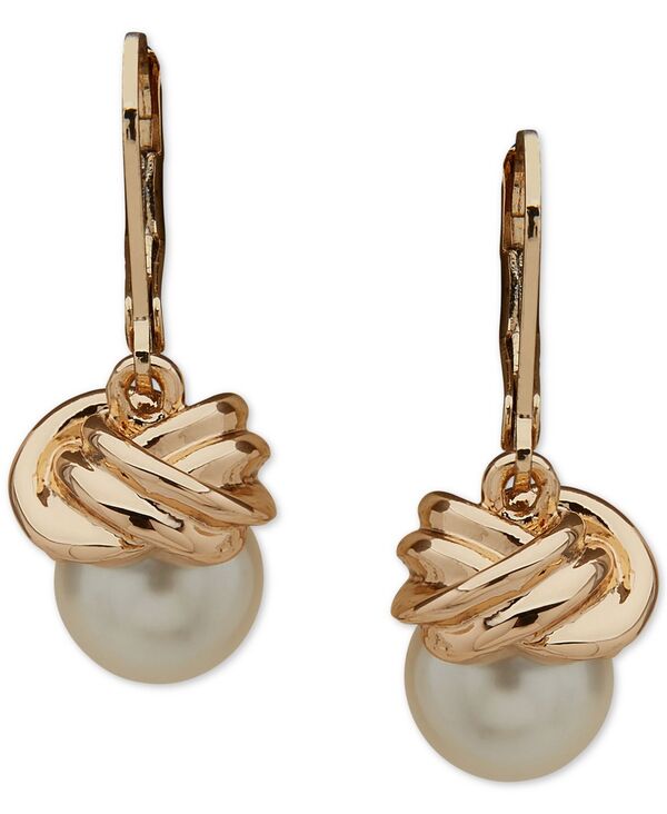 アンクライン レディース アクセサリー ピアス・イヤリング Anne Klein Gold-Tone Knot & Imitation Pearl Drop Earrings Crystal パール