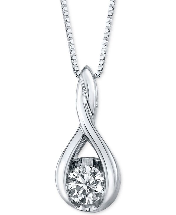シレーナ レディース アクセサリー ネックレス・チョーカー・ペンダントトップ レース Sirena Diamond Twist Pendant Necklace (1/8 ct.w.) in 14k White or Yellowhite Gold ホワイト