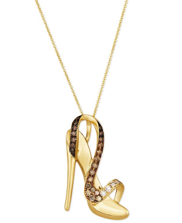 ル ヴァン レディース アクセサリー ネックレス・チョーカー・ペンダントトップ サンダル レース ヒール Le Vian Ombr Chocolate Ombr Diamond & Nude Diamond Higheel Sandal Pendant Necklace (3/4 ct.w.) in 14k Gold 18\