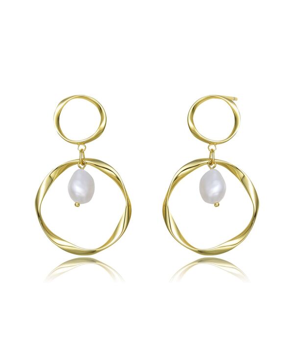 ジュネヴィヴェ レディース アクセサリー ピアス・イヤリング Genevive Classy Sterling Silver 14K Gold Plating and Genuine Freshwater Pearl DanglingEarrings Gold ゴールド