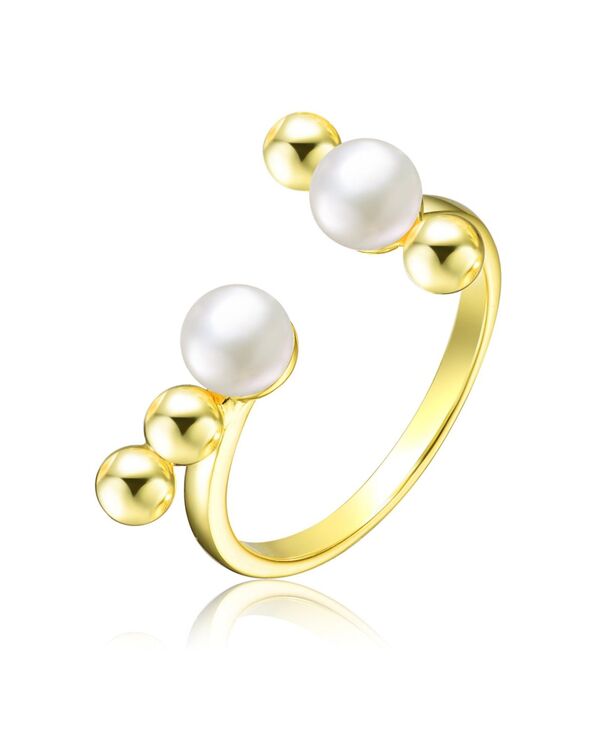 ジュネヴィヴェ レディース アクセサリー リング Genevive Sterling Silver with 14K Gold Plated and 5MM freshwater Pearls Modern Ringold ゴールド