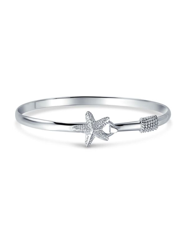ブリング レディース アクセサリー ブレスレット・バングル・アンクレット Bling Jewelry Nautical Starfish Tropical Beach Bangle Bracelet Sterling Silver Eye Hook Clasp Silver-tone シルバー