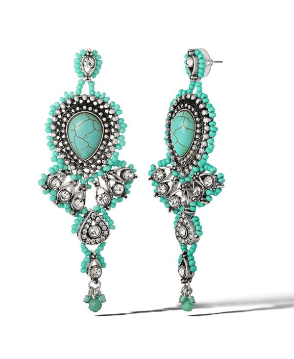 ジェシカシンプソン レディース アクセサリー ピアス・イヤリング Jessica Simpson Turquiose Bead Statement Earringsilver tone blue ブルー
