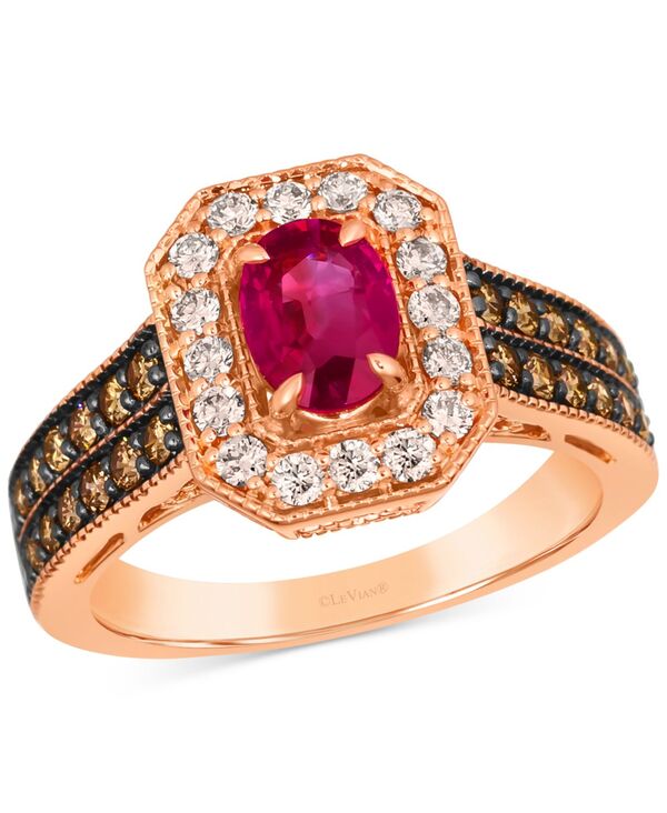 ル ヴァン レディース アクセサリー リング Le Vian Passion Ruby (5/8 ct.w.) & Diamond (3/4 ct.w.) Oval Double Row Ring in 14k Rose Gold ゴールド