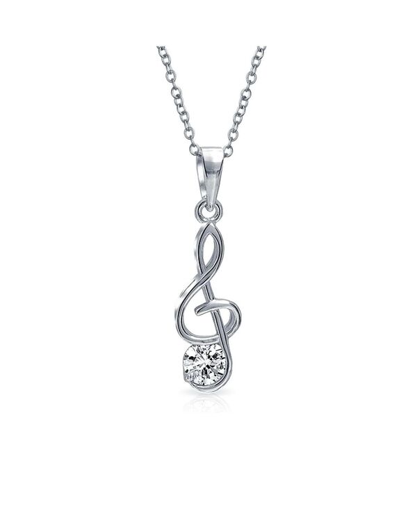 ブリング レディース アクセサリー ネックレス・チョーカー・ペンダントトップ レース Bling Jewelry Music Teacher Studentreble Clef Pendant Necklace in Sterling Clear シルバー