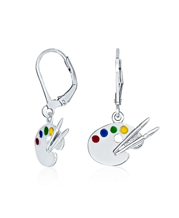 ブリング レディース アクセサリー ピアス・イヤリング Bling Jewelry Painter's Palette Multi-Color Enamel Danglearrings in Sterling Silver シルバー