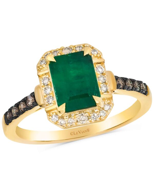 ル ヴァン レディース アクセサリー リング Le Vianew Emerald (1-1/5 ct.w.) & Diamond (1/5 ct.w.) Statement Ring in 14k Yellow Gold イエロー