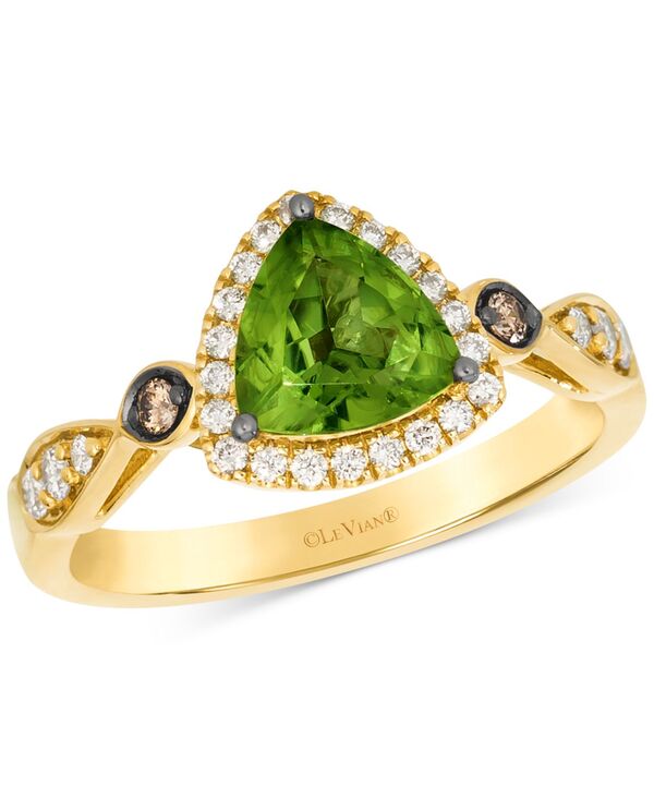 ル ヴァン レディース アクセサリー リング Le Vian Green Apple Peridot (1-1/5 ct.w.) & Diamond (1/4 ct.w.) Trillion Halo Ring in 14k Yellow Gold イエロー