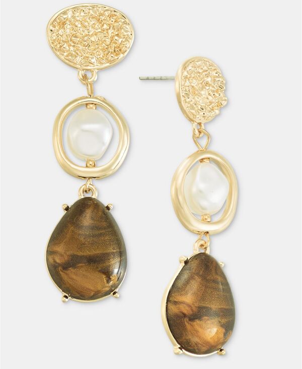 スタイルアンドコー レディース アクセサリー ピアス・イヤリング Style & Co Disc Stone & Imitation Pearl Triple Drop Earrings White ホワイト