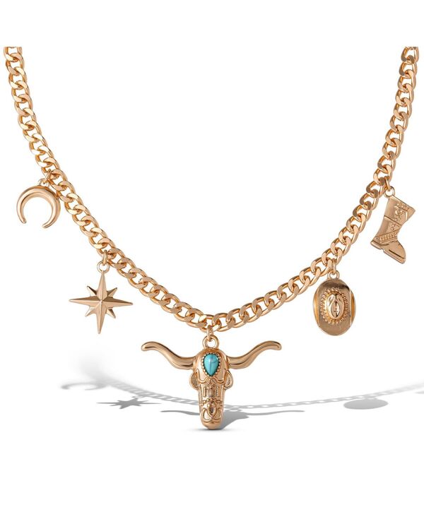 ジェシカシンプソン レディース アクセサリー ネックレス・チョーカー・ペンダントトップ レース Jessica Simpson Western Charm Necklace-Tone with Turquoise Accent Gold ゴールド