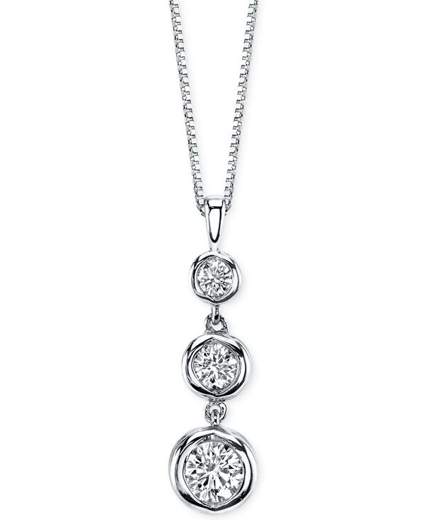 シレーナ レディース アクセサリー ネックレス・チョーカー・ペンダントトップ レース Sirena Diamond Three Stone Dropendant Necklace (1/2 ct.w.) in 14k Gold or White Gold ホワイト|ReVida 店