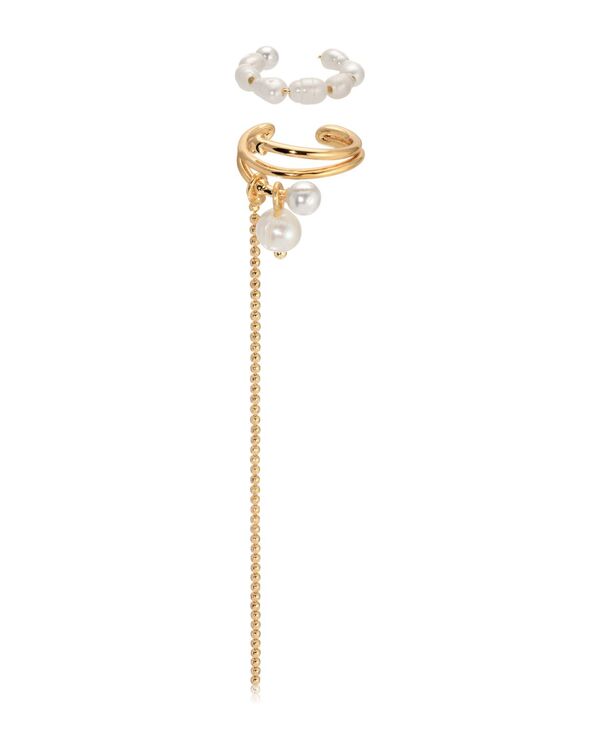 エティカ レディース アクセサリー ピアス・イヤリング ETTIKA Cultivated Pearl Drama Gold Cuff Earringset Gold ゴールド
