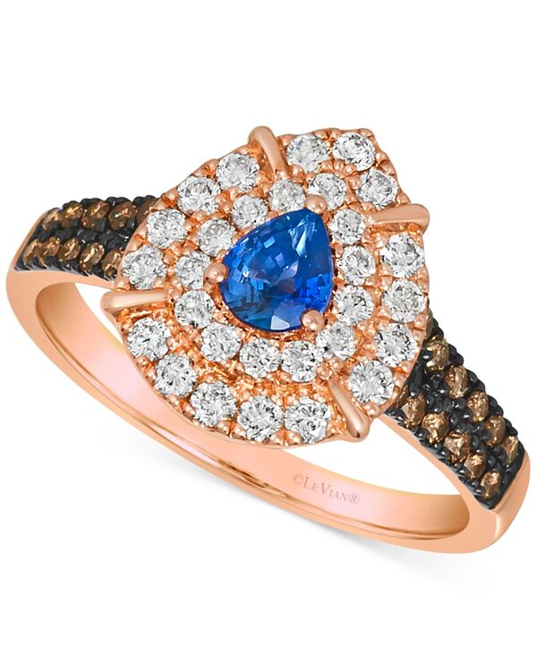 ル ヴァン レディース アクセサリー リング Le Vian Blueberry Sapphire (1/3 ct.w.) & Diamond (3/4 ct.w.) Teardrop Halo Ring in 14k Rose Sapphire サファイア
