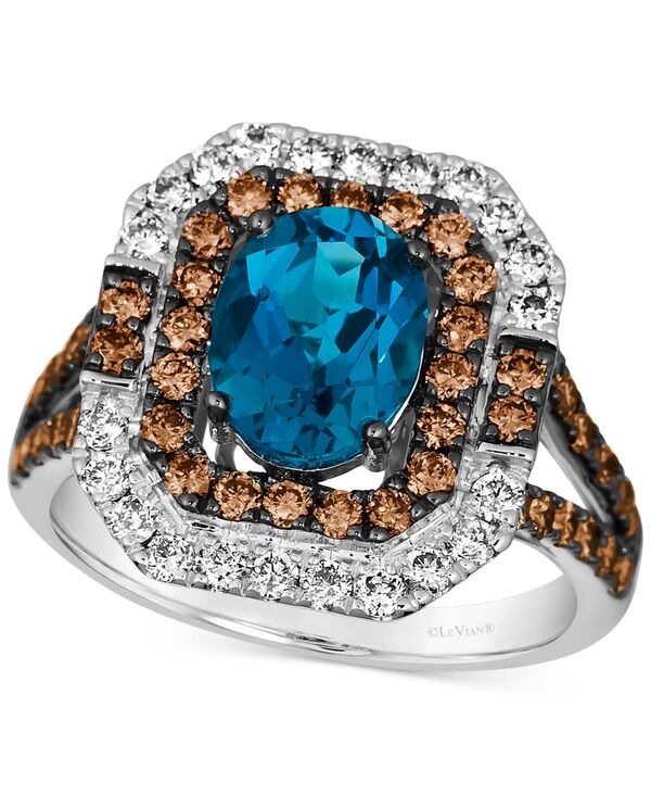 ル ヴァン レディース アクセサリー リング Le Vian Deep Sea Blue Topaz (1-3/4 ct.w.) & Diamond (1-1/4 ct.w.) Halo Ring in 14k White No Color ホワイト