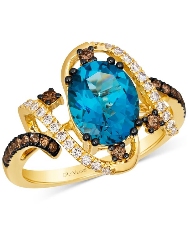 ル ヴァン レディース アクセサリー リング Le Vian Deep Sea Blue Topaz (3 ct.w.) & Diamond (3/8 ct.w.) Swirl Statement Ring in 14k No Color ブルー
