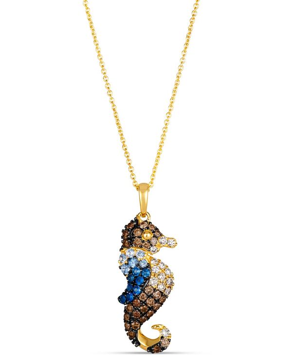 ル ヴァン レディース アクセサリー ネックレス・チョーカー・ペンダントトップ レース Le Vian Ombr Multi-Gemstone (1/4 ct.w.) & Chocolate Ombr Diamond (1/2 ct.w.) Seahorse Pendant Necklace in 14k Gold 18\