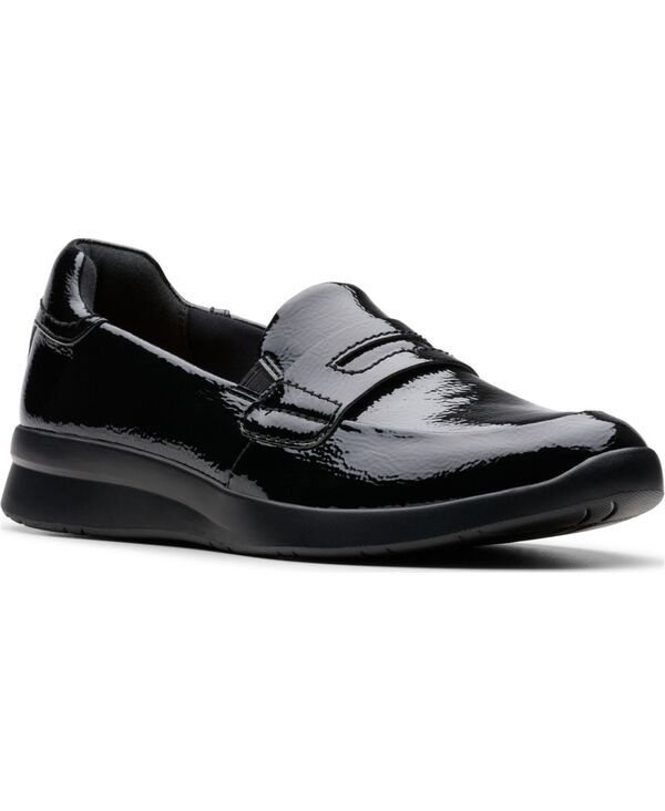 クラークス レディース シューズ パンプス Clarks Women's Collection Ellowyn Penny Shoes Black Crinkle Patent Synthetic ブラック