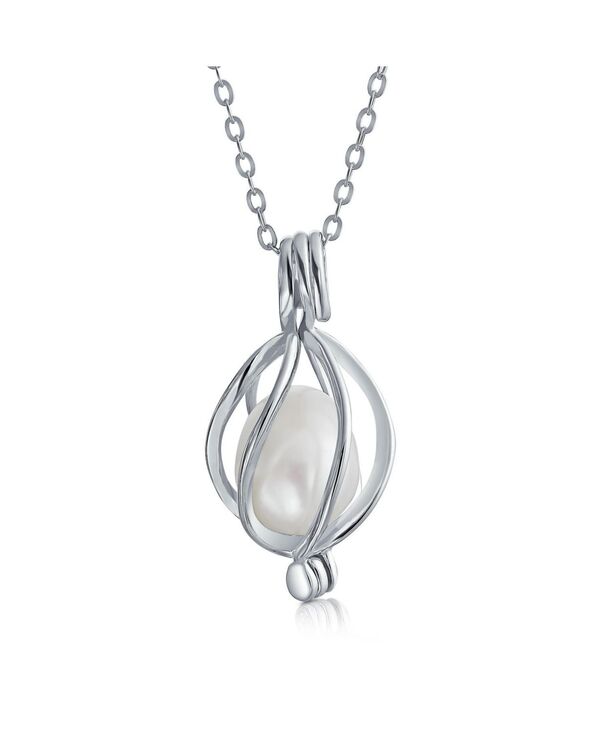 ブリング レディース アクセサリー ネックレス・チョーカー・ペンダントトップ レース Bling Jewelry Teardrop White Freshwater Cultured Pearl Bird Caged Pendant Necklace Sterling White pearl ホワイト｜ReVida 店